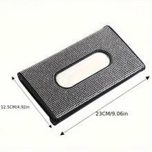 [Shiny Rhinestone Box]Rhinestone Car Sun Visor Tissue Box - Shiny Car Interior Decoration - Shiny Seat Back Tissue Storage Bag Napkin Holder - A - View 3