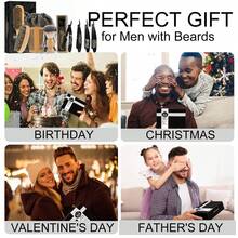 Kit de Cuidados com a Barba de 10 Peças para Homens, Navalha Reta, Escova de Cerdas, Pente de Madeira & Bolsa de Viagem, Presente Estilo Barbeiro - Pente para barba + escova para barba - Visão 10