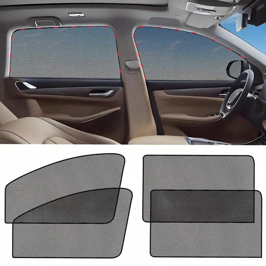 Car Window Sunshade, Sunshade Side Window Breathable Mesh Sunscreen, Anti-Ultraviolet And Heat, Universal, Suitable For Most Cars, Easy Magnetic Installation, Suitable For Camping, Travel, Nap.