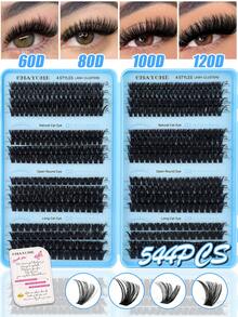 640/544/200 Clusters D Curl Individual Eyelashes High Capacity Fake Lashes Extensions Kit, Natural Thick Segmented Lash With Bond And Seal,Tweezers,Brush, Long Lasting Wispy False Lash Book Beginner Friendly, For Daily And Quick Makeup, Easy To Use - Baby Blue - View 17