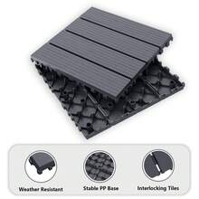 Interlocking Courtyard Deck Tiles Set | 12-Inch Weather-Resistant Plastic Outdoor Flooring | Suitable For Garden, Balcony, Poolside - Striped - View 7