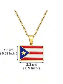 Stainless Steel Puerto Rico Series Pendant Necklace, Map/Fortress/Flag/Hibiscus Flower Charm Chain Necklace, Daily Jewelry Gift For Men Women - Necklace - View 2