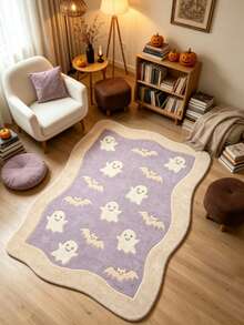1pc Halloween Purple Ghost Alien Shaped Doormat, Living Room Rug, Carpet, Area Rug, Large Rug, Floor Mat, Halloween Carpet - Multicolor - View 3