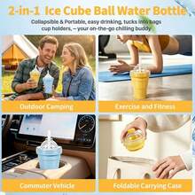 SOKANY Collapsible Ice Ball Mold Cup, 2-In-1 Silicone Ice Tray + Ice Cup With Straw, Easy Release Leak-Proof Silicone, Portable Foldable, Summer DIY Ice Ball/Iced Coffee, Essential For Office/Home/Camping - View 6