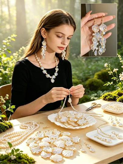 50/100/200pcs 20mm White Shell-Shaped Acrylic Beads, Cream Petal Bead Caps, Suitable For DIY Crafts, Jewelry Making And Phone Case Decoration