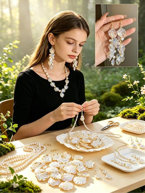 50/100/200pcs 20mm White Shell-Shaped Acrylic Beads, Cream Petal Bead Caps, Suitable For DIY Crafts, Jewelry Making And Phone Case Decoration