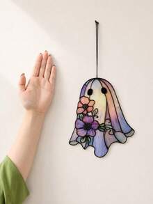 1pc Acrylic Ghost Flower Hanging Decor, Floral Acrylic Pendant Decoration, Window Hanging Ornament, Bohemian Gothic Wall Hanging, Personalized Decorative Accessory, Witchy Room Decor, Pastoral Home Decor, Suitable For Plants And Windows, Halloween Decor, Fall Decor, Room Decor - Multicolor - View 10