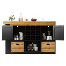 Mesa de comedor extensible tipo isla de cocina, mesa de comedor multifuncional con aparador, superficie de mesa giratoria 360°, mesa de cocina extensible con gran capacidad de almacenamiento, mueble de pared para sala de estar, negro - Ver 5