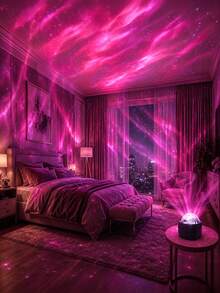 Aurora Galaxy Projector Light, 7-Color RGB Starry Night Light, USB 5V/1A Powered, Touch Control, Sound-Activated Rhythm Light, Create Dreamy Bedroom Atmosphere And Game Room Decor - Multicolor - View 2