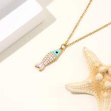 Collar con colgante de vida marina estilo bohemio de verano para mujer, joyería ligera de cuentas para playa, fiesta en la playa y uso diario, regalo - Multicolor - Ver 21