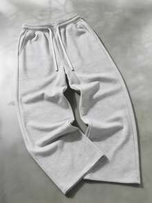 Men's Casual Sports Jogger Pants - 100% Polyester, Elastic Waistband With Drawstring Design, Side Pockets, Autumn/Winter Sports Style Long Pants, Comfortable Fabric, Durable Material, Suitable For Sports, Fitness, Outdoor Activities And Daily Wear, Perfect Gift For Father Or Boyfriend - Light Grey - View 4