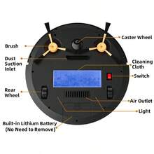 Robot Vakum 2-in-1, Daya Hisap 2800Pa & Robot Pel, Mendukung Aplikasi dan Kontrol Jarak Jauh, Pengisian Daya USB, Mesin Pembersih Otomatis Sepenuhnya, Cocok untuk Lantai Keras, Karpet Pendek, dan Bulu Hewan Peliharaan - MultiWarna - View 7