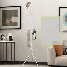 Sturdy Heavy Duty Freestanding Metal Coat Rack, Sleek Modern Standing Clothes Hanger Stand With Multiple Hooks, Stable Tripod Base Garment Holder For Bedroom Entryway Living Room Hanging Jackets Hats Bags - White - View 3