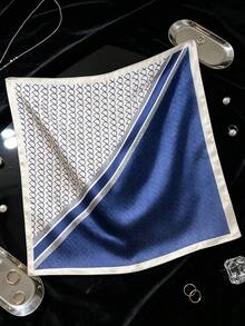 1pc Dual-Color Geometric Fish Pattern Satin Square Scarf, Elegant Women's Scarf Headscarf Bag Accessory - Multicolor - View 11