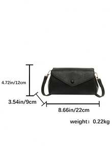 Fashion Solid Color PU Flap Shoulder Bag, Crossbody Bag, Suitable For Women Shopping, Dating, Gifts And Daily Use - Black - View 2
