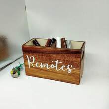 Wooden Remote Control Holder, Desktop TV Remote Storage Box, Multi-Functional Storage Organizer, Box-Style, Cabinet-Style, Shelf-Style Outdoor Storage Supplies - Multicolor - View 6