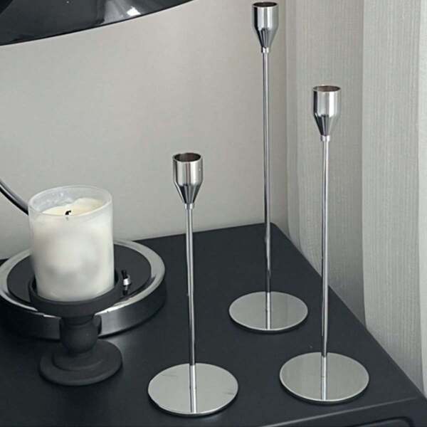 3pcs Silver Candle Holders, Suitable For Wedding And Party Decoration, Room Decor, Birthday And Graduation Gifts