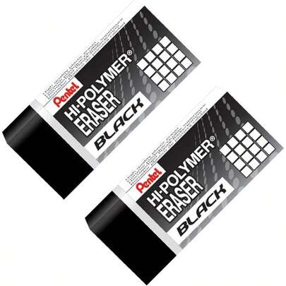 From Mexico Hi-Polymer Eraser Black Professional Rubber Blister Pack With 02 Pieces Color Black-ZEAH06BP2-A