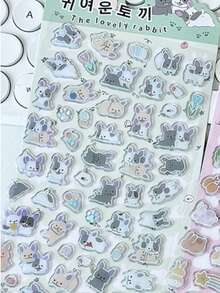 INS Korean & Japanese Style 3D Mini Cute Animal Plush Heart-Shaped Stickers, Paper Craft Decoration For Kids, Girls, Scrapbooking, Phone Case Decor - Multicolor - View 20