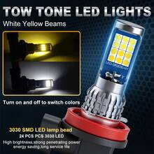 TOAUTO 2PCS H11 LED Fog Lights Bulbs 9005 9006 HB3 HB4 LED Headlight For Car 80W 25000LM White Yellow Auto Headlamps Plug&Play 12V - A - View 3