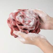 1pc Gradient Rose Shaped Bath Ball, Fragrance-Free Exfoliating Body Scrub Brush For Smooth Skin - View 3