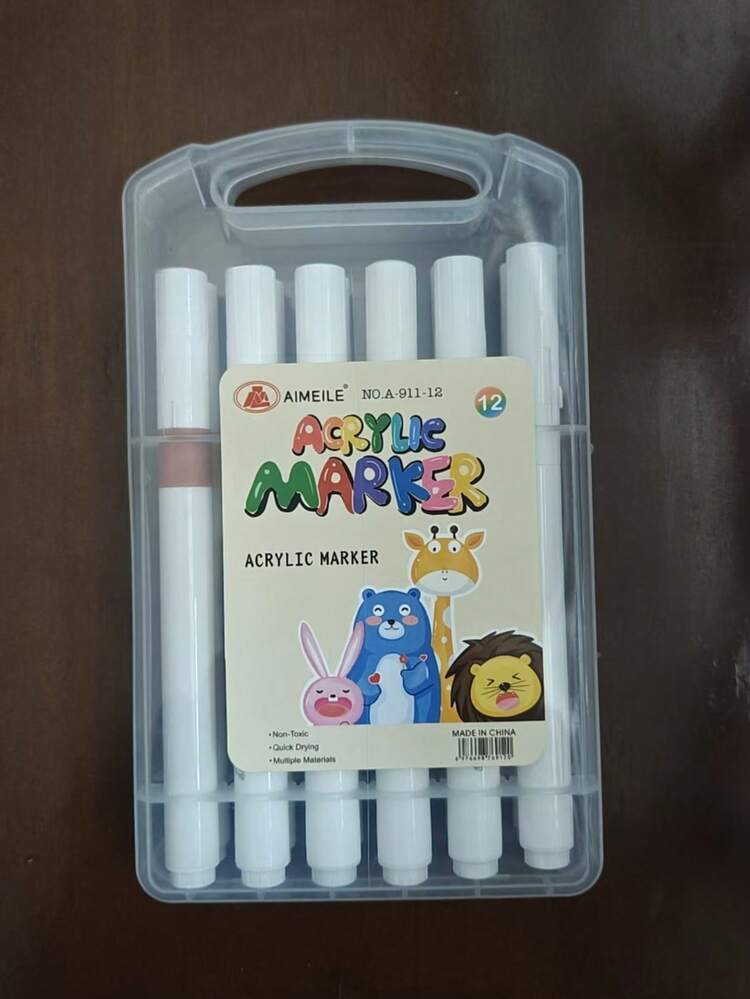12支/80支裝壓克力麥克筆套組，彩色墨水，不透明疊色，學生藝術繪畫麥克筆 - 丙烯馬克筆 - 查看 9