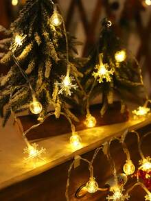 1pc 1.5/3/6M Christmas Interior Decoration Crystal Bubble Ball, Snowflake Light String, Battery Powered (Excluding Battery), Christmas Decoration Light String, Wedding Festival Party Decoration Night Light, Indoor, Bedroom, Christmas Decor Lights - Yellow - View 9