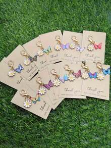 1/4/6/12/24/50pcs Cute Mini Colorful Butterfly & Daisy Keychain Set, Suitable For Pendant, Bag Chain, Bag Decoration, Fashion Animal Theme Design, Bag Charm, Keychain, Car Keychain, Ideal Gift For Holiday, Mother's Day, Father's Day, Back To School, Graduation, Random Style, Keychain Only - Butterfly - View 5