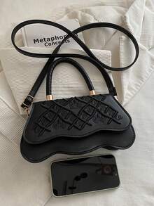 Fashion Women's Shoulder Bag, Minimalist Commuter Crossbody Bag, Large Capacity Handbag, Niche Design, Versatile Elegant Bag - Black - View 3