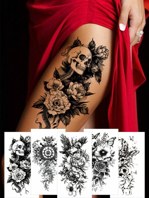 6pcs/Set,Tattoo Tattoos,Y2k,Punk,Subcultural Style,Rose,Semi Permanent Tattoo,Tattoo Fake,Hand Tattoo,Fake Tattoos,Fake Tattoo,Temporary Tattoos,Tattoo Supplies,Tattoo Kit,Tattoo Stickers,Tattoo Waterproof Long Lasting,Tatooes For Women