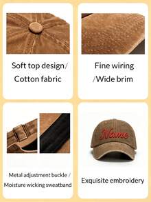Customized Embroidered Sun Hats, Baseball Caps, Birthday Gifts, Anniversary, Travel Accessories, Suitable For Friends, Couples And Family - Style a - View 4