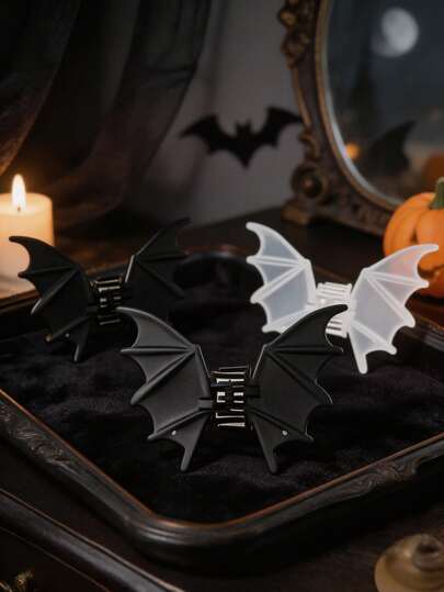 Black Bat Wing Hair Clip, Gothic Halloween Hair Claw Clip For Women, Cute Vampire Style Hair Accessory For Party Cosplay Daily Wear