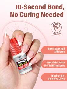 COLOURSMILE 4 Botol Lem Kuku Super Kuat Kualitas Salon Profesional, Perekat Cair Kuku Cepat dan Kuat, Perlu Memotong Setengah Ujungnya - Clear - View 4