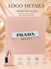 Prada Pink Tote Bag, Large Bag With A Matching Coin Purse, Soft Fabric And Spacious Capacity, Suitable For Daily Commuting - Pink - View 8