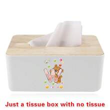 Nordic Tissue Box Bamboo-Lid Solid Wood Storage Case Desktop Napkin Holder Car Paper Dispenser Dormitory Organizer Box Holiday Decoration Storage Suitable For Home Office Use Initial Name 26 Letters Pattern - White - View 16