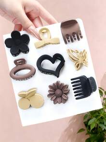 1/4/9pcs/Set Morandi Color Mini Hair Claw Clips, Simple Hair Accessories - Suitable For Girls And Women, Perfect For Daily Wear, Travel, Vacation, Party, Back To School Season - Multicolor - View 7