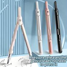 1PC Fully Automatic Compass Set - Random Color - Precision Drawing Compass Set - Student Drawing Set (Compass + Eraser + Pencil Lead), Metal Drafting Tool, Suitable For Students And Professionals, Portable School And Office Stationery - A - View 3