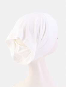 Silk Solid Color Anti-Slip Beanie Hat, Simple Practical Multi-Functional - White - View 3