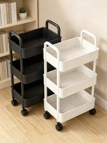 3/4/5-Tier Movable Storage Rack, Home Floor Trolley, Kitchen Multi-Layer Cart, Bathroom Storage Cart, Bedroom Snack Storage Rack, Bookshelf, Home Decor, Living Room Storage, Suitable For Living Room, Kitchen, Bedroom, Bathroom - White - View 8