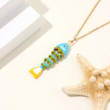 Collar con colgante de vida marina estilo bohemio de verano para mujer, joyería ligera de cuentas para playa, fiesta en la playa y uso diario, regalo - Multicolor - Ver 15