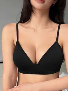 DAZY Seamless Knit Wireless Padded Supportive Sports Bra - Black - View 7