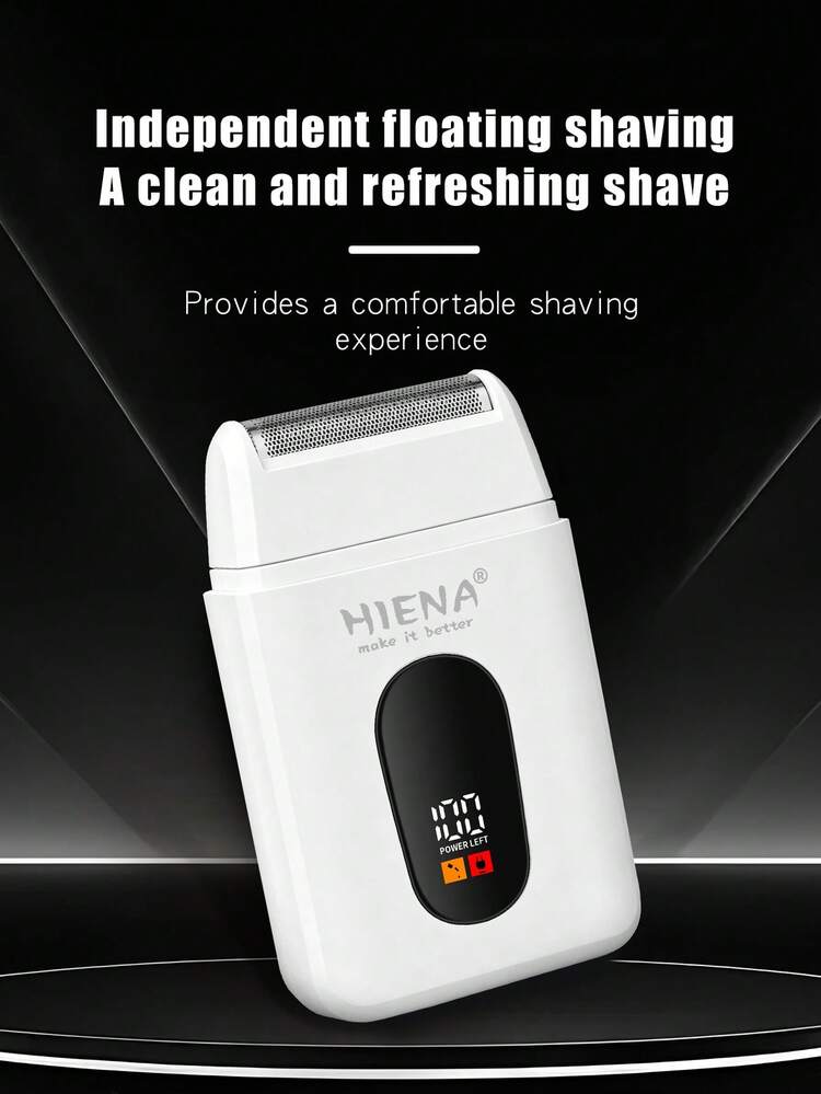 HIENA Multi-Function Electric Shaver, Men's Electric Shaver, Reciprocating Shaver, Perfect For Trimming Hair And Facial Hair. Comes With Brush, High-Quality Gift Choice, Mini Size Convenient For Travel - White - View 1