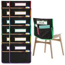 Creative Chair Cover With Storage, Durable Oxford Fabric Material, Chair Back Storage Pocket, Suitable For Home, Classroom, Office And Other Occasions. Multi-Color Design, Random Shipment. - A - View 2