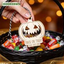 1pc Halloween Candy Basket Tag, Engraved With "TRICK OR TREAT TAKE JUST ONE", Suitable For Outdoor / Indoor Use, Party Decoration, Halloween Decoration - View 4