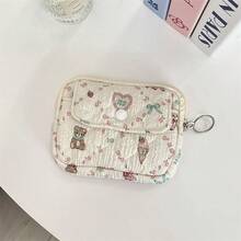 XD Cute Cartoon Floral Quilted Multi-Function Storage Bag, Organizer Bag, Document Holder, Card Holder, Key & Coin Purse, Perfect For Back To School, Backpack Decoration - Multicolor - View 9