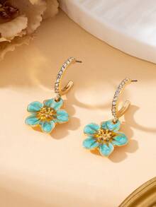 1 Pair Elegant Luxury French Summer Vacation Beach Style Sparkling Handmade Drip Oil Light Green Enamel Pendant Earrings For Women - Green - View 2