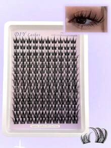 140pcs Cartoon Style Eyelash Clusters C Curl 8-16mm Mixed Length, Fine Natural Look DIY Single Cluster False Eyelashes, Easy To Wear For Beginners, Reusable For Daily Makeup - C - View 1
