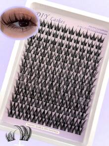 140pcs Cartoon Style Eyelash Clusters C Curl 8-16mm Mixed Length, Fine Natural Look DIY Single Cluster False Eyelashes, Easy To Wear For Beginners, Reusable For Daily Makeup - C - View 2