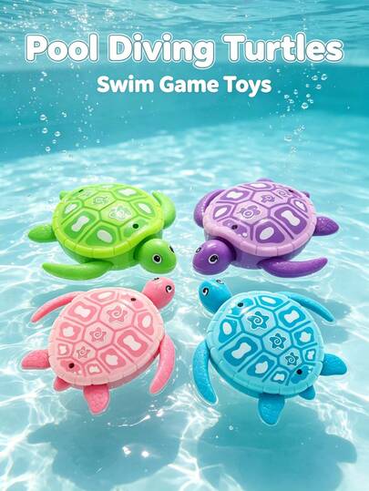 4 peças Brinquedos de Mergulho Aquáticos Tartaruga para Crianças, Brinquedos de Mergulho de Animais Marinhos de Desenhos Animados Incluindo Caranguejo, Tubarão, Cavalo-Marinho, Tartaruga Criaturas Subaquáticas, Podem Ser Lançados na Piscina para Caça ao Tesouro Subaquática e Jogos de Captura, Adequados para Praia, Piscina no Quintal, Interação de Brincadeiras Aquáticas Pais-Filhos no Verão, Brinquedos Aquáticos e de Piscina Populares, Perfeitos para Jogos Aquáticos ao Ar Livre para Crianças, Adereços para Atividades ao Ar Livre na Sala de Aula de Volta às Aulas, Brinquedos Divertidos para Festa na Piscina de Verão, Presentes Criativos e Requintados de Brincadeiras Aquáticas para Crianças no Natal