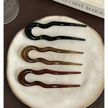 3-teiliges Set französische Wellen-U-förmige Haarspangen – Acryl-Dutt-Styling-Accessoires; rutschfeste Haargabeln für dickes und feines Haar - Verschiedenfarbig - Übersicht 4